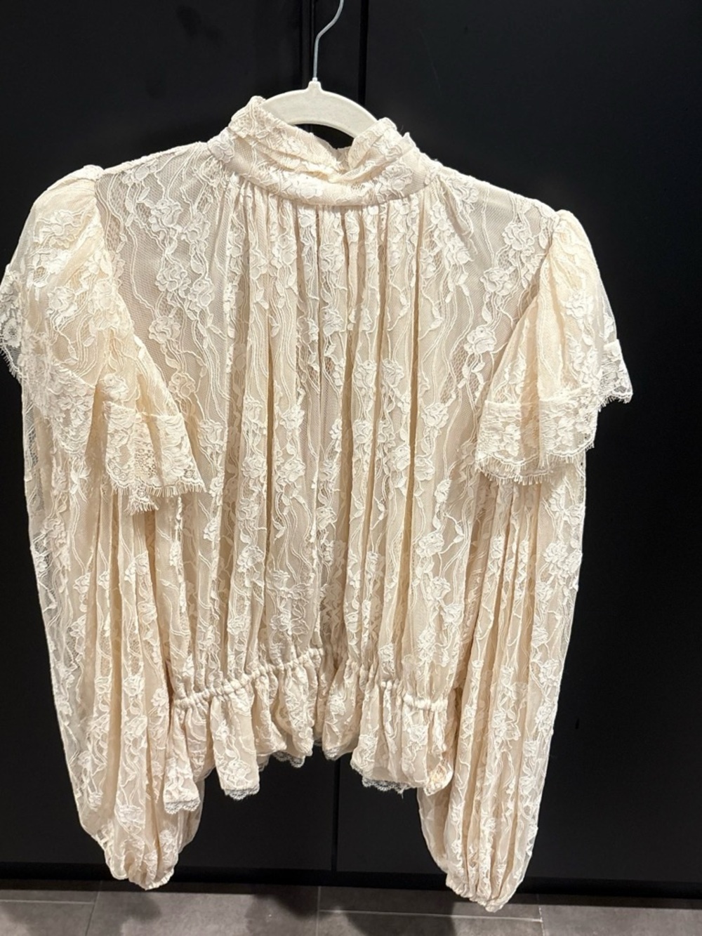 Ronny Kobo Collection Cream Lace High-Neck Blouse